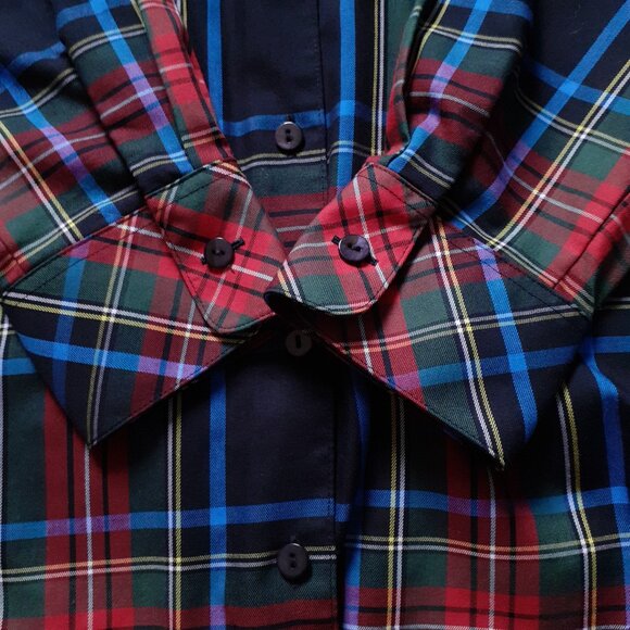 Orvis Cotton Blend Long Sleeve Plaid Button Up Shirt Red Black Blue Size 10 - Picture 8 of 12